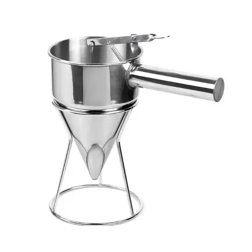 304 Stainless Steel Batter Dispenser with Stand – Easy-Operation Pancake, Waffle & Sauce Dispenser, Dishwasher Safe