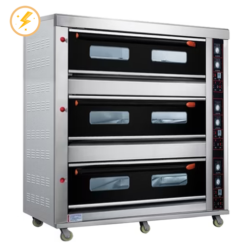 Elshohail Electric Deck Oven 3 Levels – 9 Trays (40×60 cm) with Thermal Stone