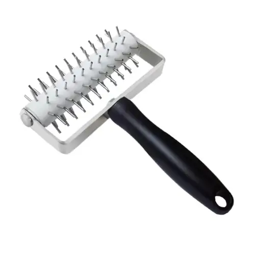 Pizza Dough Docker Roller from 304 Stainless Steel with Ergonomic Non-Slip Rubber Grip