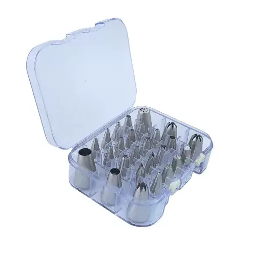 26-Piece 304 Stainless Steel Piping Tips Set with Storage Box – 20 Small + 6 Medium/Large Tips for Cake & Cupcake Decorating
