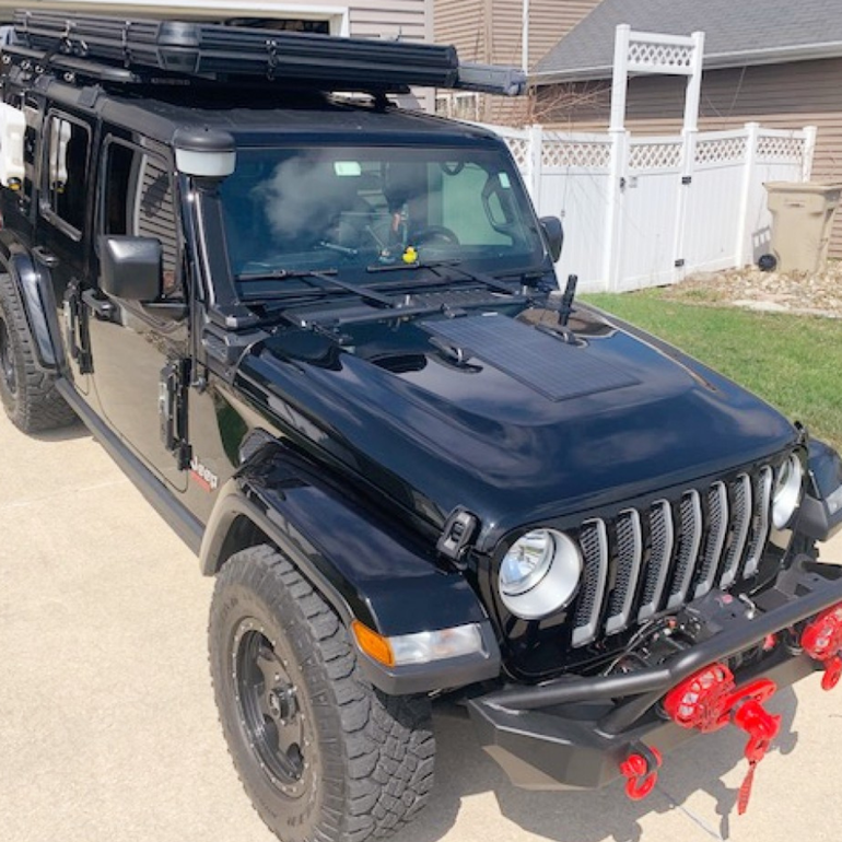 Jeep Gladiator JT & Rubicon Wrangler JL Lensun 35W Hood Flexible Solar ...