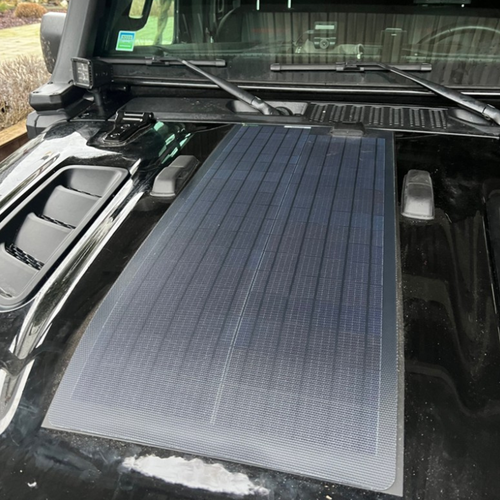 Jeep Gladiator JT &amp; Rubicon Wrangler JL Lensun 50W Hood Flexible Solar Panel