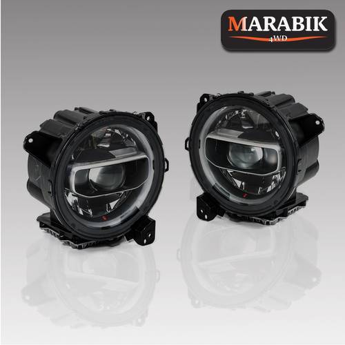 زوج مصابيح أمامية LED من موبار لسيارات جيب JL وجلاديتور JT