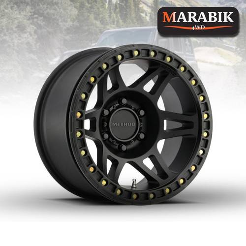 MR106, 17x9, -44mm Offset, 5x5, Matte Black, Beadlock Method Race Wheels
