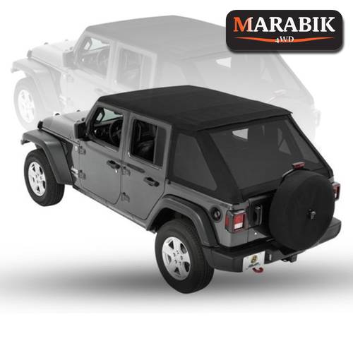 جيب رانجلر JL 4DR 18-25 Trektop Slantback، غطاء ناعم، Black Diamond