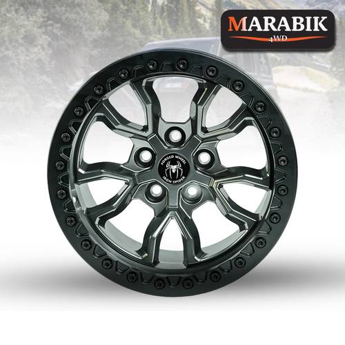 جنوط Hyper Black Iron Spider المصنوعة من الألومنيوم المطروق مع قفل أسود غير لامع لسيارة Jeep Wrangler 392/JK/JL/JT