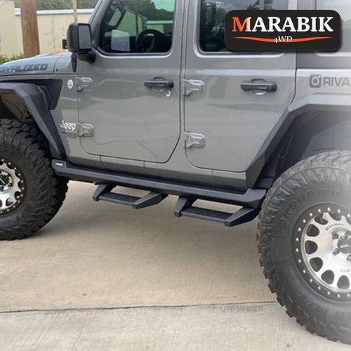 قضبان جانبية للحماية من الصخور مع درجات منخفضة من RIVAL 4x4 لسيارة جيب JLU ذات 4 أبواب