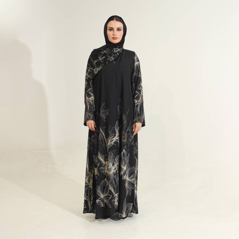 شيفون طباعه اسود