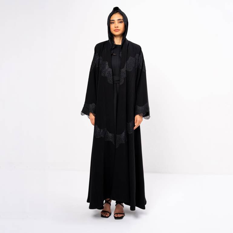 Striped Crepe  with Lace