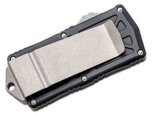 Microtech 157-10AP Exocet OTF Money Clip AUTO Knife 1.98" Apocalyptic Double Edge Blade, Black Aluminum Handles