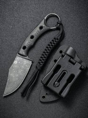 CIVIVI Knives Midwatch Fixed Blade Knife 3.39" Damascus Clip Point, Twill Carbon Fiber  C20059B -DS1