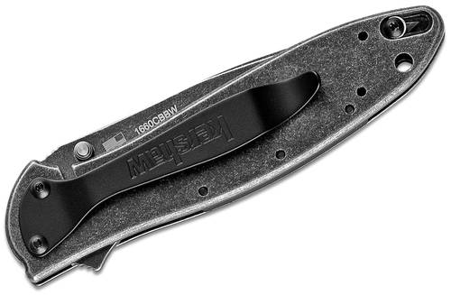 Kershaw 1660CBBW Ken Onion Leek Assisted Flipper Knife 3" Blackwash Composite D2