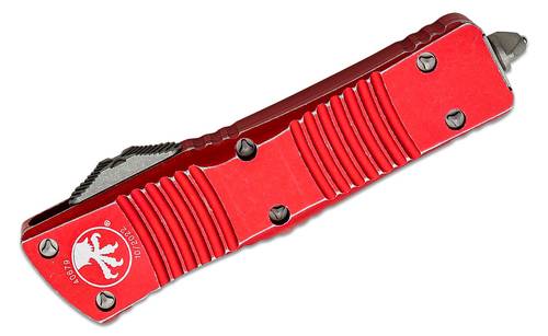 Microtech Combat Troodon Distressed Red OTF Automatic 3.8" Dagger Stonewash 142-10DRD