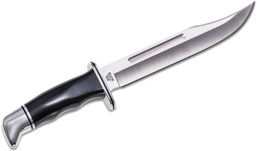 Buck 120 General Hunting Knife Fixed 7-3/8" Blade, Black Phenolic Handles - 2542