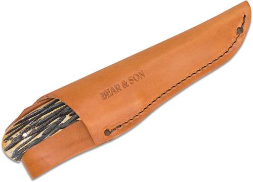 Bear &amp; Son Pro Skinner w/ Damascus Blade &amp; India Stag Bone Handle - BC549D   - سكين مقبض قرن حديد دمشقي 