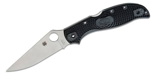 Spyderco Stretch 2XL Lightweight Folding Knife 3.92" VG10 Satin Plain Blade, Black FRN Handles - C258PBK