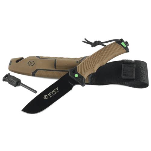 KNIFE GANZO G8012V2-DY BROWN - قانزو سكين الرحلات متعددة الاستخدام  