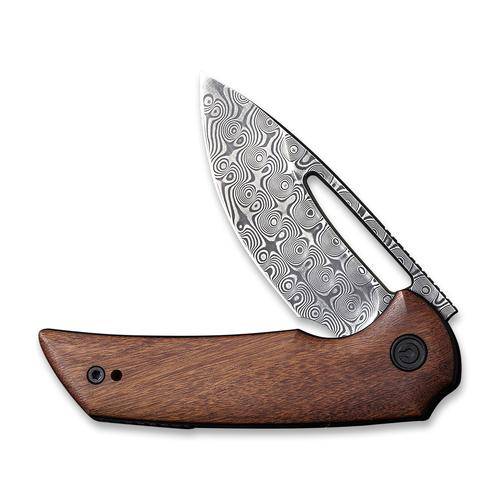 Odium Flipper Knife Cuibourtia Wood Handle (2.65" Black Hand Rubbed Damascus) C2010DS-1 كسرة العود
