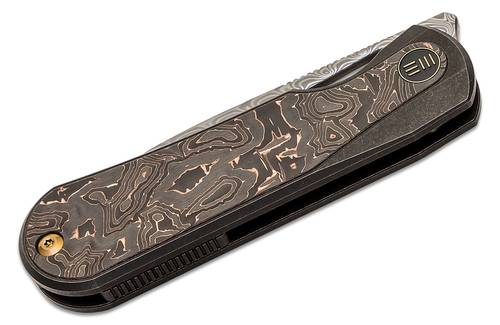 We Knife Company Ostap Hel Baloo Front Flipper Knife 3.31" Hakkapella Damasteel Drop Point Blade, - WE21033 -DS