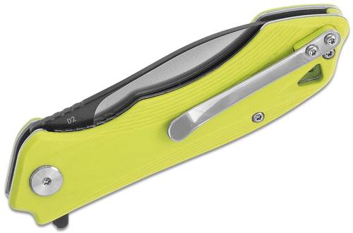 Bestech -Beluga Flipper Knife 3.125" D2 Black/Satin Two-Tone Blade, G10 Handles - BG11F-1