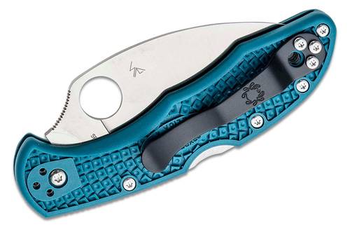 Spyderco Delica 4 Lightweight Folding Knife 2.9" K390 Satin Wharncliffe Plain Blade, Blue FRN Handles -  C11FPWK390 