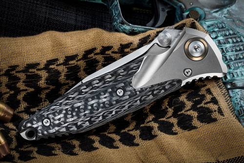Microtech Socom Bravo Carbon Fiber Manual Bronze Pivot Collar S/E Blasted Serrated 260-8CFTI