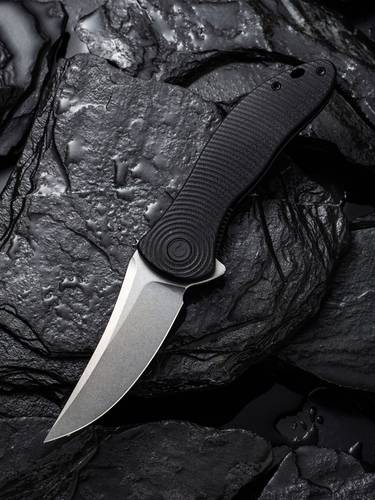 CIVIVI Knives Jim O'Young Synergy 3 Flipper Knife 3.24" Nitro-V Stonewashed Trailing Point Blade, 3D Black G10 Handles - C20075A-1