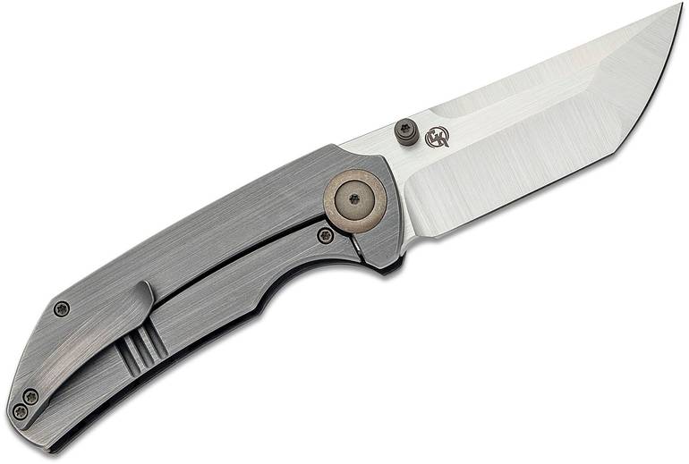 We Knife Company Brian Brown Trogon Folding Knife 3.2 CPM-20CV Bead Blast  Spear Point Tanto Blade with Fuller, Gray Titanium Handles - KnifeCenter -  WE22002-1