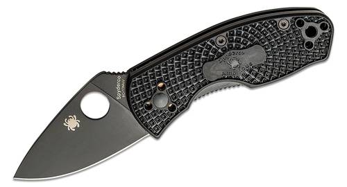 Spyderco Ambitious Lightweight Folding Knife 2.31" Black Plain Blade, Black FRN Handles - C148PBBK