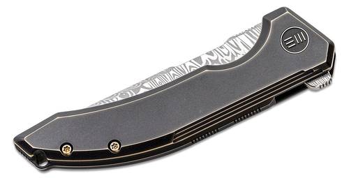 We Knife Company Quixotic Flipper Knife 3.45" Heimskringla Damasteel  Titanium Handles - WE21016-DS1