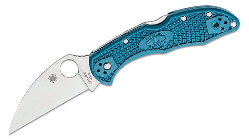 Spyderco Delica 4 Lightweight Folding Knife 2.9" K390 Satin Wharncliffe Plain Blade, Blue FRN Handles -  C11FPWK390 