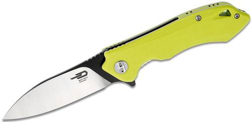 Bestech -Beluga Flipper Knife 3.125" D2 Black/Satin Two-Tone Blade, G10 Handles - BG11F-1