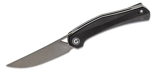 IVIVI Knives C20013-1 Elijah Isham Lazar Front Flipper Knife 3.31" 10Cr15CoMoV Stonewashed Blade, Black G10 Handles