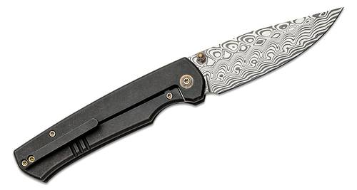 We Knife Ray Laconico Evoke  3.48"  Damasteel Clip Point Blade, Black Titanium Handles - WE21046 -DS1