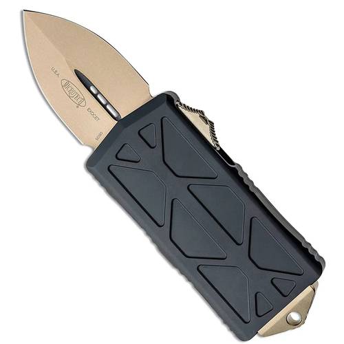 Microtech Exocet D/E Black Handle Bronze Standard Blade Cali Legal OTF Money Clip 157-13