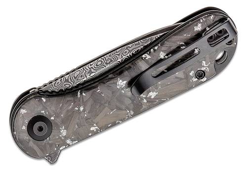 CIVIVI Knives C907C-DS2 Elementum Flipper Knife 2.96" Damascus Blade, Contoured Silver Shred Carbon Fiber Handles