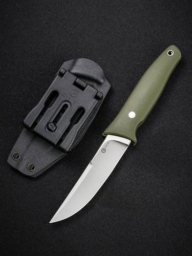 CIVIVI Knives C19046-2 Bob Terzuola Tamashii Fixed Blade Knife 4.07" D2 Satin Straight Back Blade, OD Green G10 Handles, Kydex Sheath