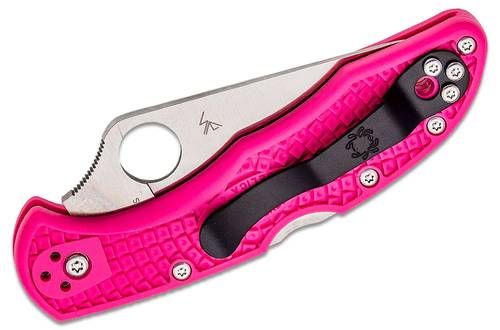 Spyderco Delica 4 Lightweight Folding Knife 2.9" S30V Satin Plain Blade, Pink FRN Handles - C11FPPNS30V