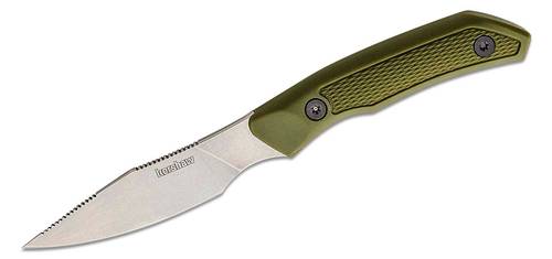 Kershaw 1882 Deschutes Caper Fixed Blade Knife 3.3" D2 Stonewashed Clip Point, Polypropylene with Rubber Overlay,