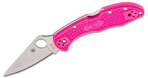 Spyderco Delica 4 Lightweight Folding Knife 2.9" S30V Satin Plain Blade, Pink FRN Handles - C11FPPNS30V