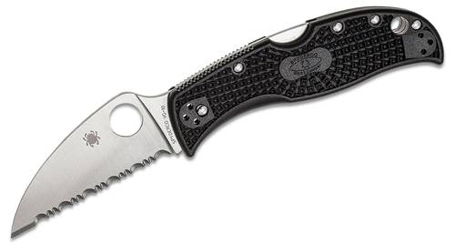 Spyderco RockJumper Folding Knife 3.08" VG10 Satin Serrated Blade, Black FRN Handles - C254SBK