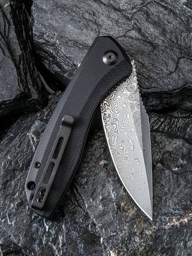 CIVIVI Baklash Flipper Liner Lock Knife Black G-10 (3.5" Damascus) C801DS