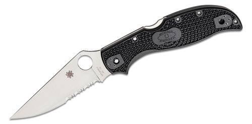 spyderco Stretch 2XL Lightweight Folding Knife 3.92" VG10 Satin Combo Blade, Black FRN Handles - C258PSBK