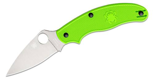 Spyderco UK Penknife Salt Folding Knife 3" LC200N Leaf Shaped Plain Blade, Green FRN Handles - C94PGR