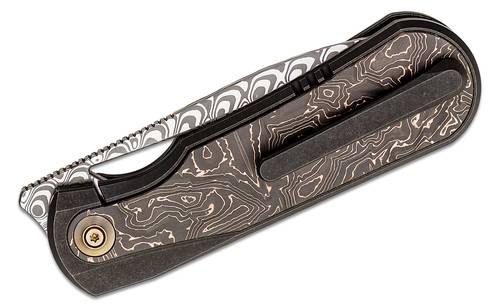 We Knife Company Ostap Hel Baloo Front Flipper Knife 3.31" Hakkapella Damasteel Drop Point Blade, - WE21033 -DS