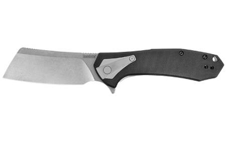 Kershaw 3455 Bracket Assisted Flipper Knife 3.4" Stonewashed Cleaver Blade, Black G10