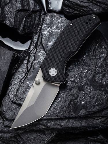 CIVIVI Knives Matt Christensen Thug 2 Folding Knife 2.69" Nitro-V Bead Blasted Compound Tanto Blade, Black G10 Handles - C20028C-2