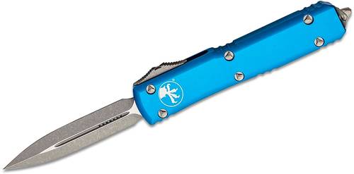 Microtech Troodon Distressed Blue OTF Automatic Knife D/E 3 