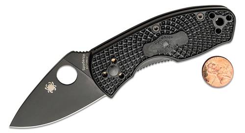 Spyderco Ambitious Lightweight Folding Knife 2.31" Black Plain Blade, Black FRN Handles - C148PBBK