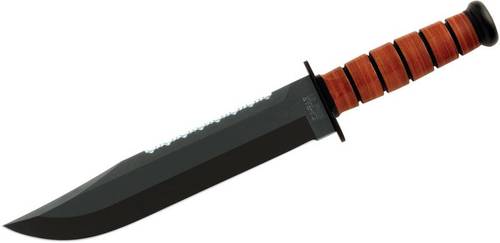KA-BAR Bowie Big Brother Fixed Blade Knife Leather Serr Top (9.37" Black) 2217